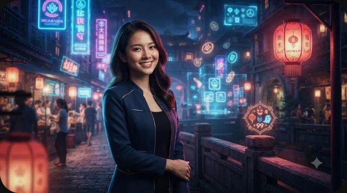 Quảng trường thị trấn ma quái đầy sương mù trong game online kinh dị